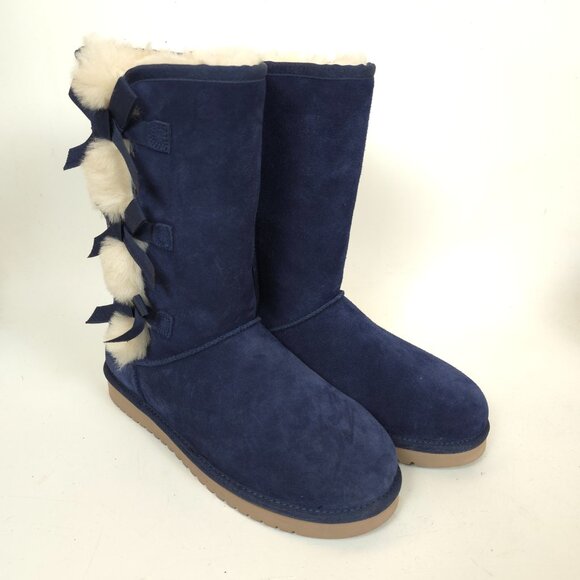 Koolaburra by UGG Women’s Classic Short Suede Sheepskin Boots Navy Blue Size 10 - Picture 1 of 12